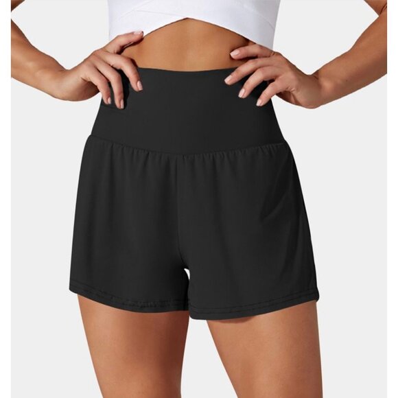 HALARA Pants - Halara Super High Waisted Yoga Shorts Sz Large Womens Black Back Pocket & Side P